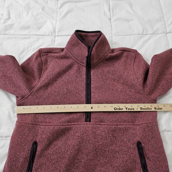 LL Bean Sweater Womens Medium Dark Plum Rose Fleece‎ Half-Zip Pullover Outdoor - Picture 8 of 10